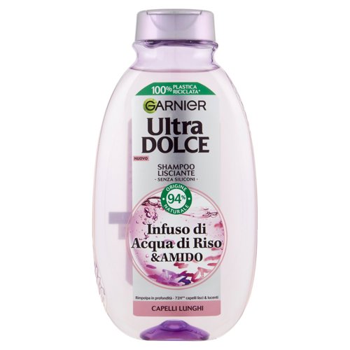 Garnier Ultra Dolce Infuso di Acqua di Riso & Amido, Shampoo Lisciante 250 ml