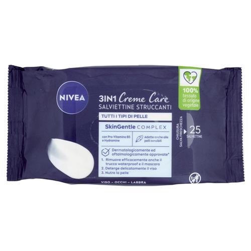 Nivea 3in1 Creme Care Salviettine Struccanti Tutti i Tipi di Pelle 25 pz