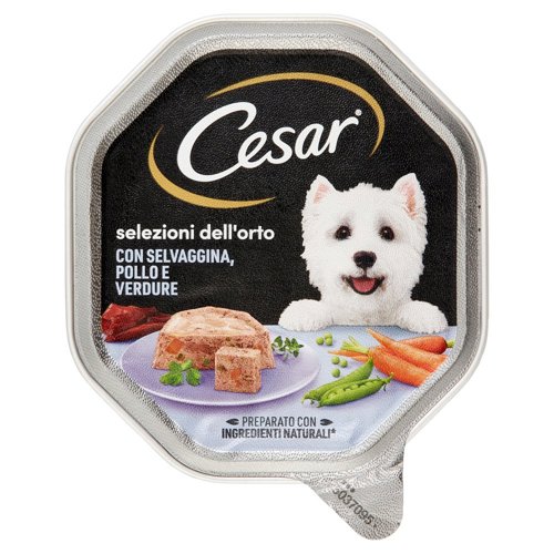 Cesar Selezione dell'Orto Cibo Umido Cane in Vaschetta con Selvaggina, Pollo e Verdurine 150 g