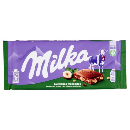 Milka tavoletta di cioccolato al latte 100% Alpino e nocciole spezzate - 100g