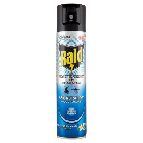 Raid Mosche e Zanzare Spray Aqua Base Insetticida, Antizanzare e Antimosche,  Azione Rapida, 400 ml