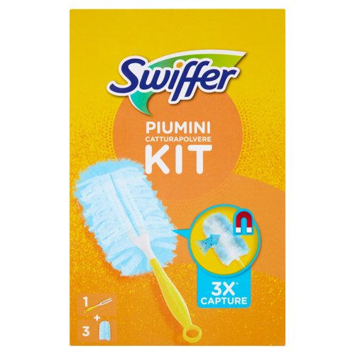 Swiffer Kit Cattura Polvere (1 Manico + 3 Piumini per spolverare)