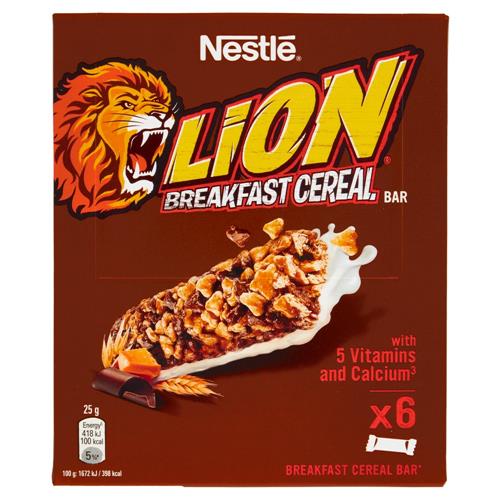 LION Barrette di Cereali Integrali con Cioccolato e Caramello, 6 pezzi da 25 g (150 g)