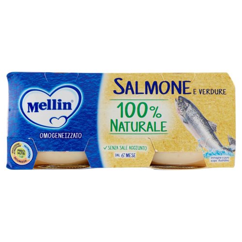 Mellin Salmone e Verdure 100% Naturale Omogeneizzato 2 x 80 g