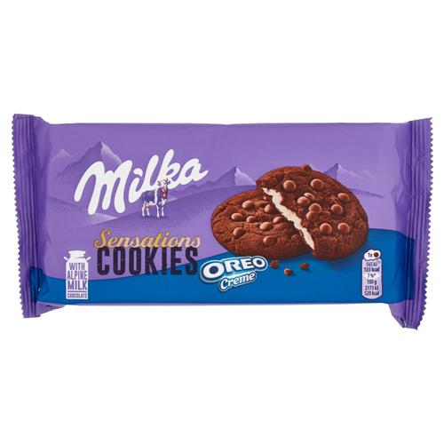 Milka Cookies Sensation Oreo, cookies ripieni di crema Oreo - 156g