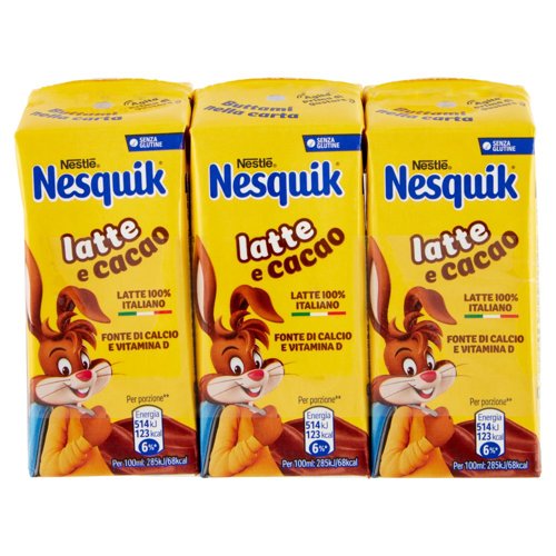 NESQUIK Pronto da Bere Bevanda a base di Latte e Cacao Solubile 3 brick da 180 ml