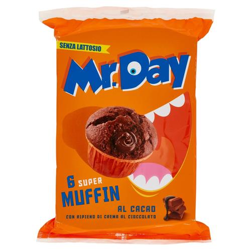 Mr.Day 6 Super Muffin al Cacao con Ripieno di Crema al Cioccolato 6 x 50 g