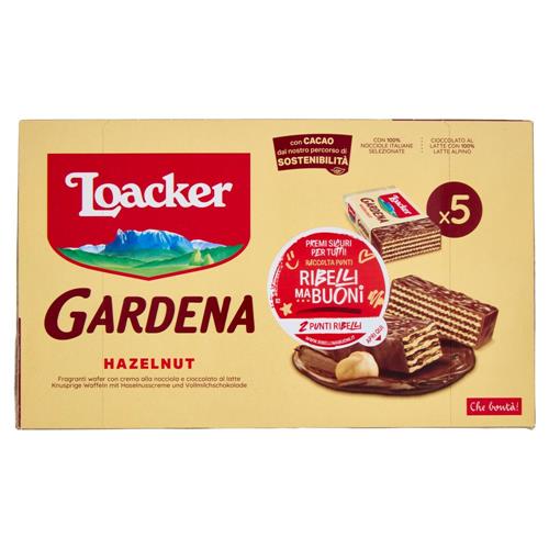 Loacker Gardena Hazelnut Wafer ricoperti di Cioccolato al Latte con crema alla Nocciola Wafers 38gx5