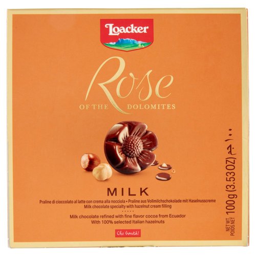 Loacker Rose of the Dolomites Original Praline di cioccolato al latte con crema alla nocciola 100g