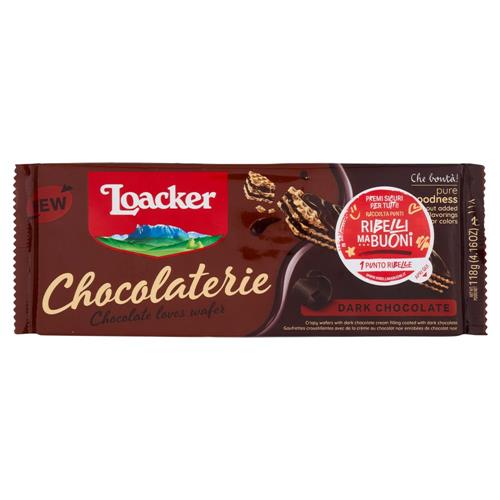 Loacker Chocolaterie Wafer ricoperti Cioccolato Fondente con crema Cioccolato Fondente Wafers 118g