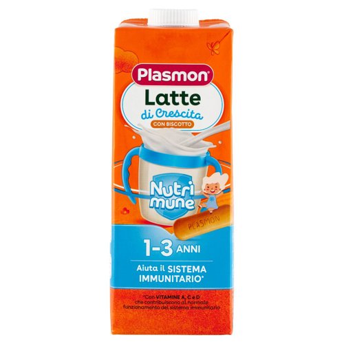 Plasmon Latte di Crescita con Biscotto Nutri mune 1-3 Anni 1 L