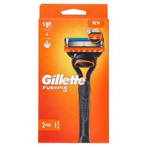 Gillette Rasoio Uomo Fusion5 a 5 lame, 1 Manico + 2 Lamette Barba