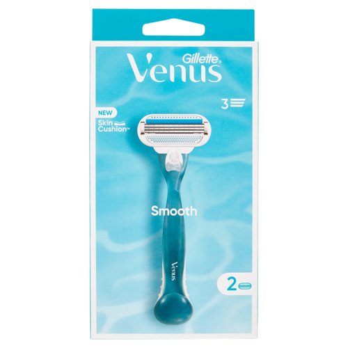 Gillette Venus Rasoio Donna Smooth a 3 Lame, 1 Manico + 2 Lamette Donna