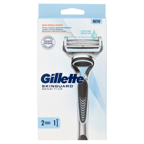 Gillette Rasoio Uomo SkinGuard Sensitive, 1 Manico + 2 Lamette Barba