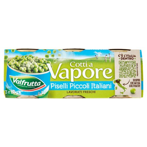 Valfrutta Cotti a Vapore Piselli Piccoli Italiani 3 x 150 g