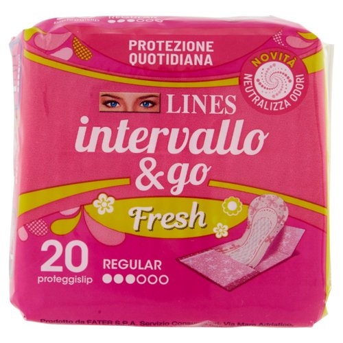 Lines intervallo & go Fresh proteggislip Regular Ripiegato 20 pz