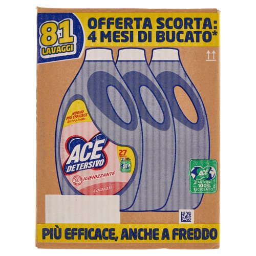 Ace Detersivo Igienizzante Colorati 3 x 27 Lavaggi 3 x 1350 ml