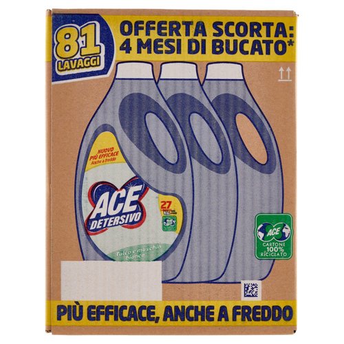 Ace Detersivo Talco e muschio bianco 3 x 27 Lavaggi 3 x 1350 ml