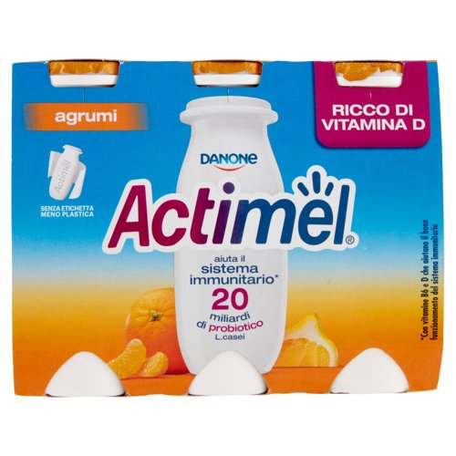 Actimel yogurt da bere arricchito con calcio, vitamina B6 e D, gusto agrumi 6 x 100 g