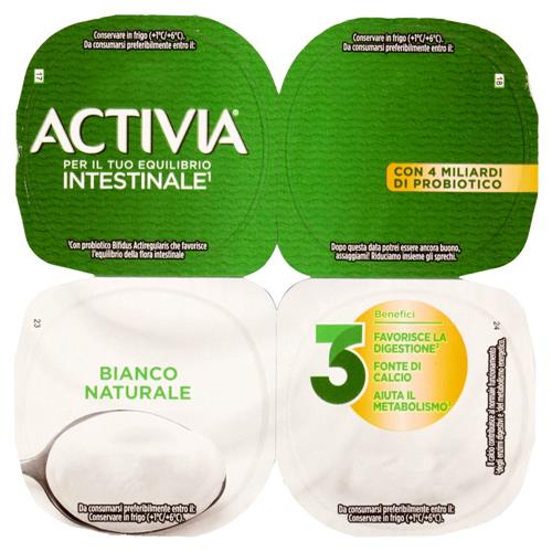 ACTIVIA Yogurt Bianco Naturale con Probiotico Bifidus, 4x125g