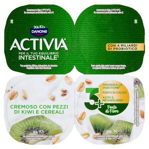 ACTIVIA Fibre Yogurt con Probiotico Bifidus, gusto Kiwi e Cereali, 4x125g