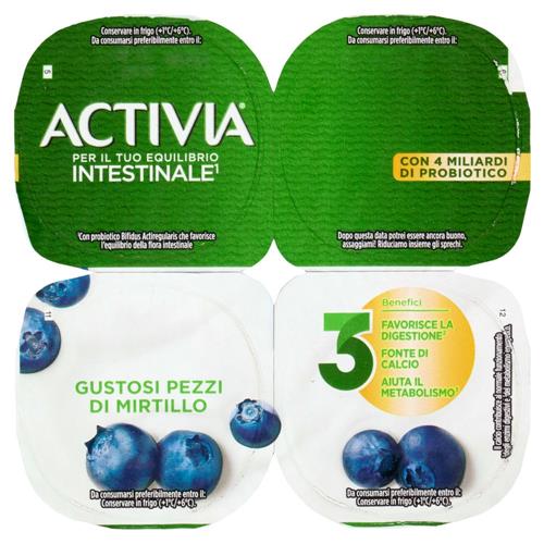 ACTIVIA Yogurt con Probiotico Bifidus, gusto Mirtillo, 4x125g