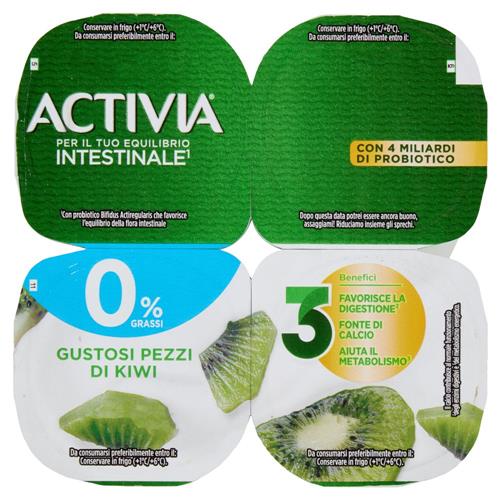 ACTIVIA Yogurt con Probiotico Bifidus, 0% Grassi, gusto Kiwi, 4x125g