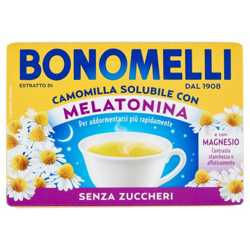 Bonomelli Estratto di Camomilla Solubile con Melatonina e con Magnesio Senza Zuccheri 16 x 4,5 g