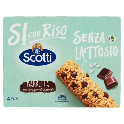 Riso Scotti Si con Riso Senza Lattosio Barretta con riso e gocce di cioccolato 4 x 21,5 g