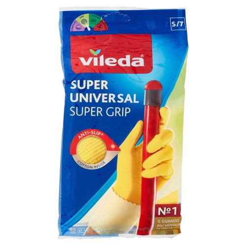 Vileda guanti casalinghi Super Universal in lattice, super grip antiscivolo, taglia S