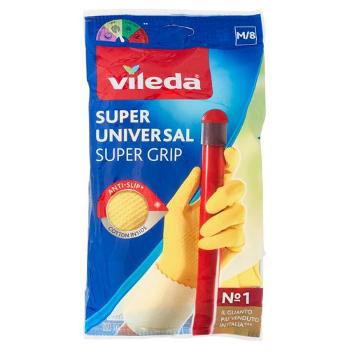 Vileda guanti casalinghi Super Universal in lattice, super grip antiscivolo, taglia M