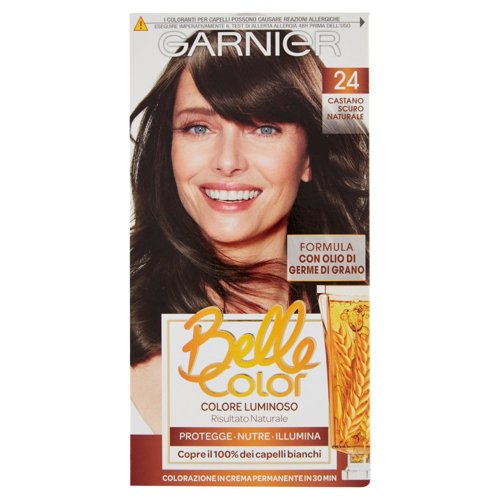 Garnier Belle Color Colore Luminoso, Tinta per Capelli Bianchi 24 Castano Scuro Naturale