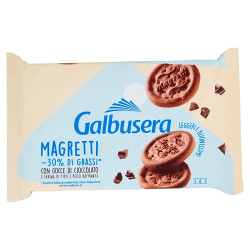 Galbusera Magretti -30% di Grassi* con Gocce di Cioccolato 6 x 43,3 g