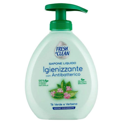 Fresh & Clean Sapone Liquido Igienizzante con Antibatterico Tè Verde e Verbena 300 ml