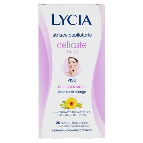 Lycia delicate touch strisce depilatorie Viso Pelli Sensibili 20 strisce + 4 salviettine