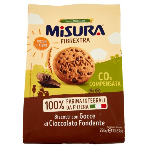 Misura Fibrextra Biscotti con Gocce di Cioccolato Fondente 290 g