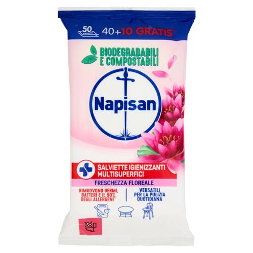 Napisan Salviette Igienizzanti Multisuperfici Freschezza Floreale 40 + 10 pz