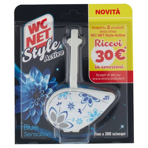 Wc Net - Tavoletta Style Active, Detergente Igienizzante Solido per WC, Blue Sensation, 1 Pezzo