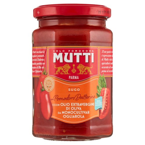 Mutti Sugo con Pomodoro Datterino e con Olio Extravergine di Oliva da Moonocultivar Ogliarola 280 g