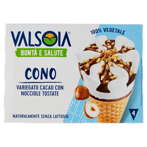 Valsoia Bontà e Salute Cono Variegato Cacao con Nocciole Tostate 4 x 75 g