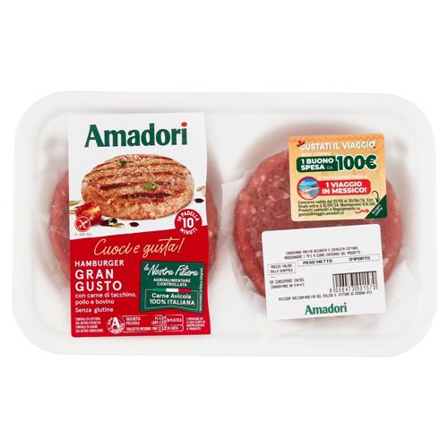 Amadori Hamburger Gran Gusto con carne di tacchino, pollo e bovino 0,204 kg