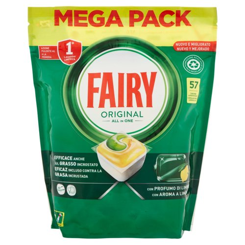 Fairy Pastiglie Lavastoviglie Original, Detersivo Piatti Limone, 57 Capsule 770 g