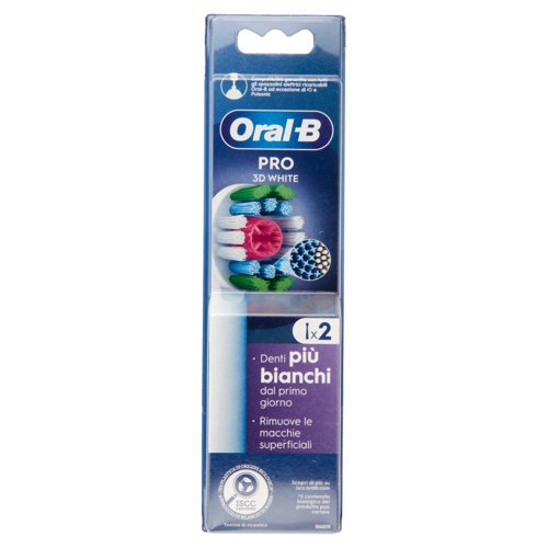 Oral-B Testine di Ricambio Pro 3D White per Spazzolino Elettrico Denti Ricaricabile 2 pz