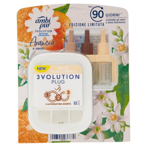 Ambi Pur Profumatore per Ambienti Diffusore Elettrico e Ricarica 3Volution, Arancia e Neroli 20 ml