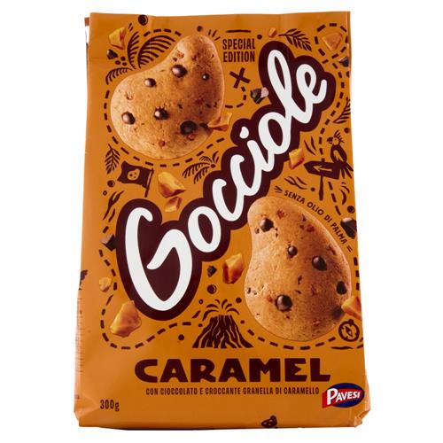 Pavesi Gocciole Caramel Biscotti con Gocce di Cioccolato e Granella di Caramello 300g