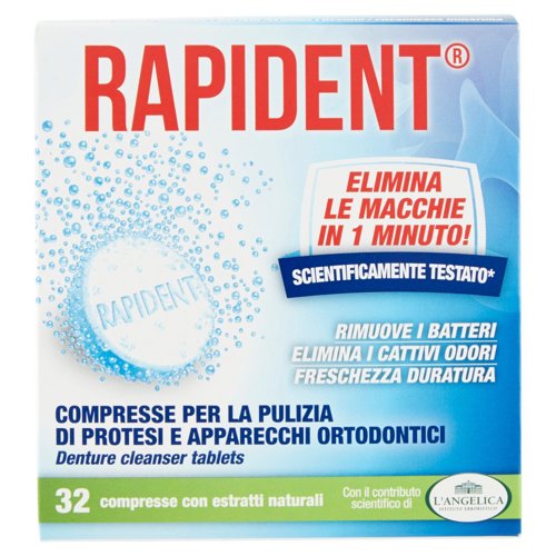 Rapident Compresse per la Pulizia di Protesi e Apparecchi Ortodontici 32 pz