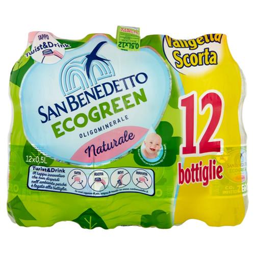 San Benedetto Acqua Naturale Fonte Primavera Ecogreen 12 x 0,5 L