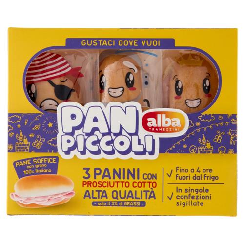 alba Tramezzini Pan Piccoli Panini con Prosciutto Cotto Alta Qualità 3 x 60 g