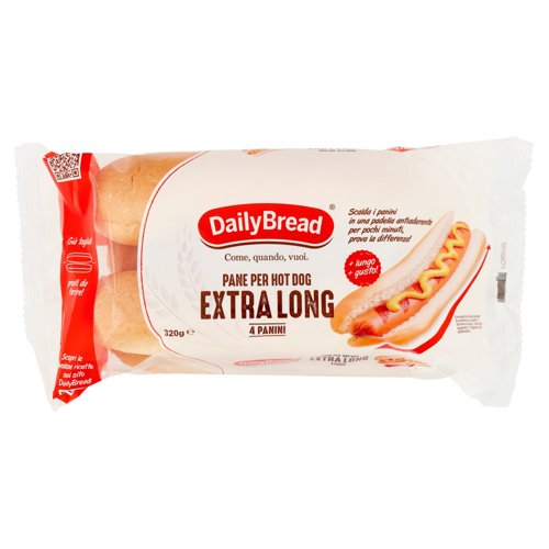 DailyBread Pane per Hot Dog Extra Long Panini 4 x 80 g