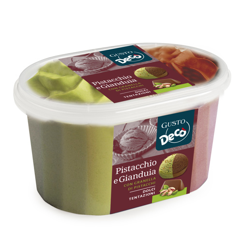 Gusto Decò gelato gianduia e pistacchio